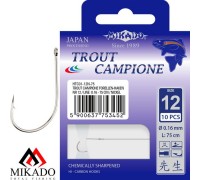 Крючки с поводками Mikado TROUT CAMPIONE № 12 NI / 0.16 мм. / 150 см. Нет цвета
