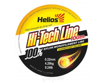 Леска Helios Hi-tech Line Nylon Fluorescent Yellow 0,22 мм/100 флуоресцентный желтый, 100