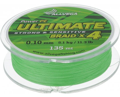 Леска плетеная ALLVEGA "Ultimate" 135м 0,16мм (9,5кг) (светло-зеленый)