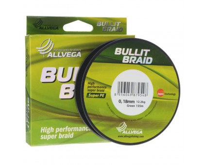Леска плетеная Bullit Braid  135м  0,18мм 12,2кг (темно-зеленая)