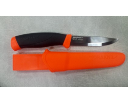 Нож Morakniv Companion F Orange, нержавеющая сталь, прорезиненная рукоять с оранжевыми накладкам