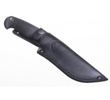 Нож разделочный «Линь» 014301 (Stonewash черный.; эласт.; без гард.; кожа)