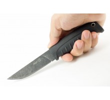 Нож разделочный «Норд» 014301 (Stonewash черный.; эласт.; без гард.; кожа)