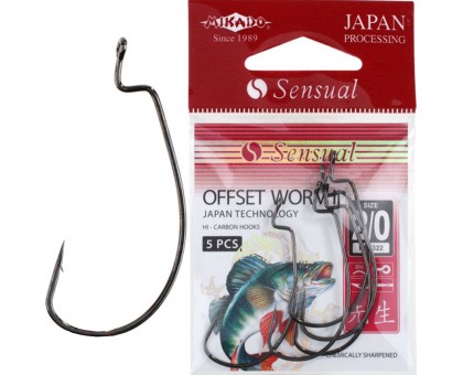 Офсетный крючок Mikado WORM 2 № 4/0 (5 шт.) Нет цвета