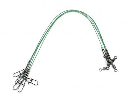 Поводок стальной NAMAZU 1х7 Nylon Coated Green, d-0,30 мм, L-25 см, test- 11 кг (уп. 5 шт.)