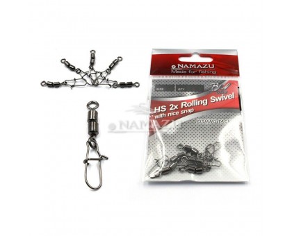 Вертлюг с застежкой Namazu ROLLING SWIVEL WITH NICE SNAP, цв. BN, р. 3, test-57 кг (уп.10 шт)/1000/
