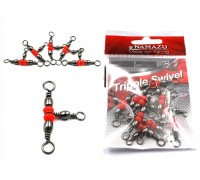 Вертлюг тройной Namazu TRIPPLE SWIVEL, латунь, цв. BN, р. 14 х 16, test-8 кг (уп.10 шт)/2000/