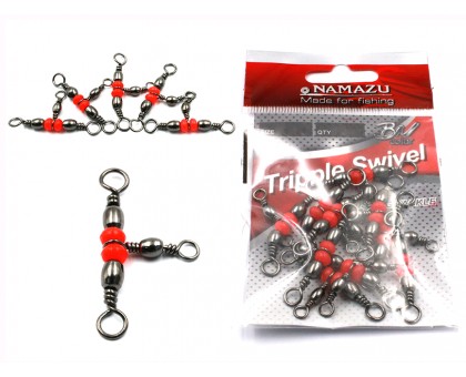 Вертлюг тройной Namazu TRIPPLE SWIVEL, латунь, цв. BN, р. 14 х 16, test-8 кг (уп.10 шт)/2000/