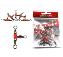 Вертлюг тройной Namazu TRIPPLE SWIVEL, латунь, цв. BN, р. 8 х 10, test-15 кг (уп.10 шт)/1000/